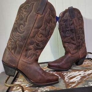 Laredo Boots Western Wear Brown Leather Snip Toe